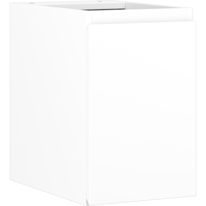 Servantskap 30 cm hvit matt, rektangulært minimalistisk design uten synlige håndtak, sett fra skrå vinkel.