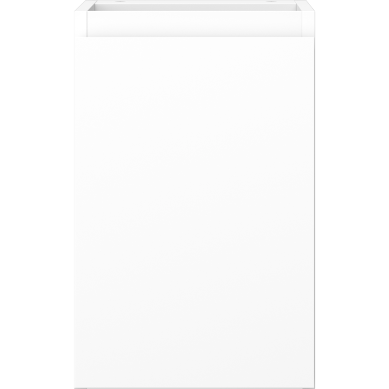 Underskap til servant i hvit matt med glatt frontpanel, rett forfra, uten synlige håndtak.