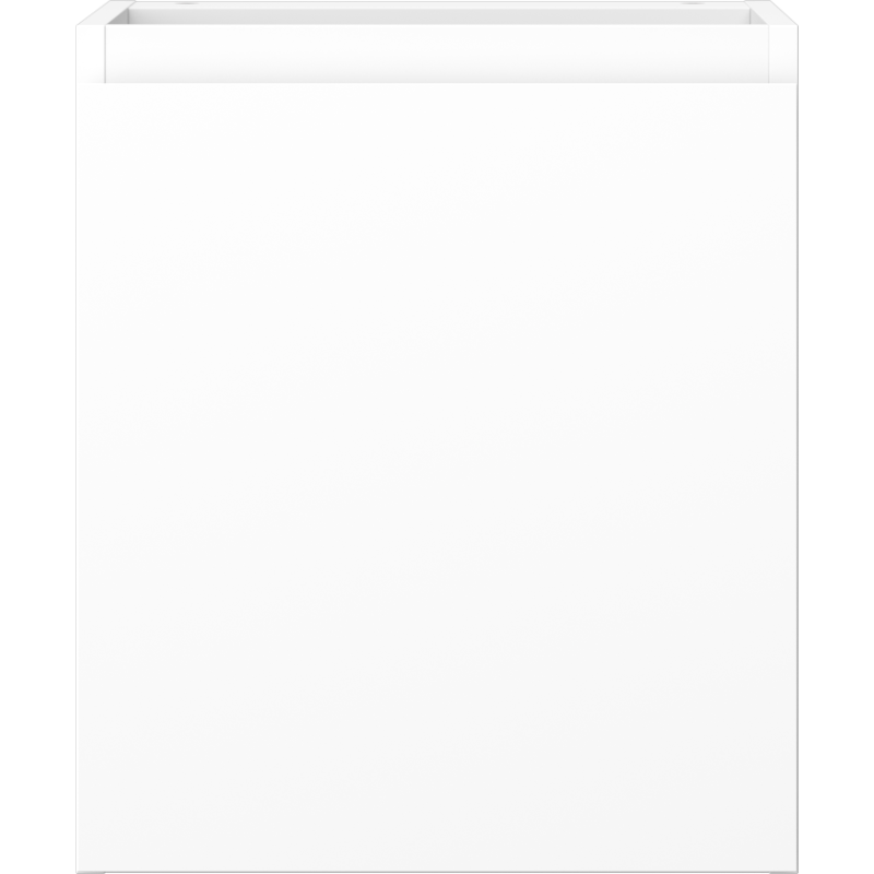 Underskap til servant 40 cm hvit matt med glatt front uten håndtak, sett rett forfra.