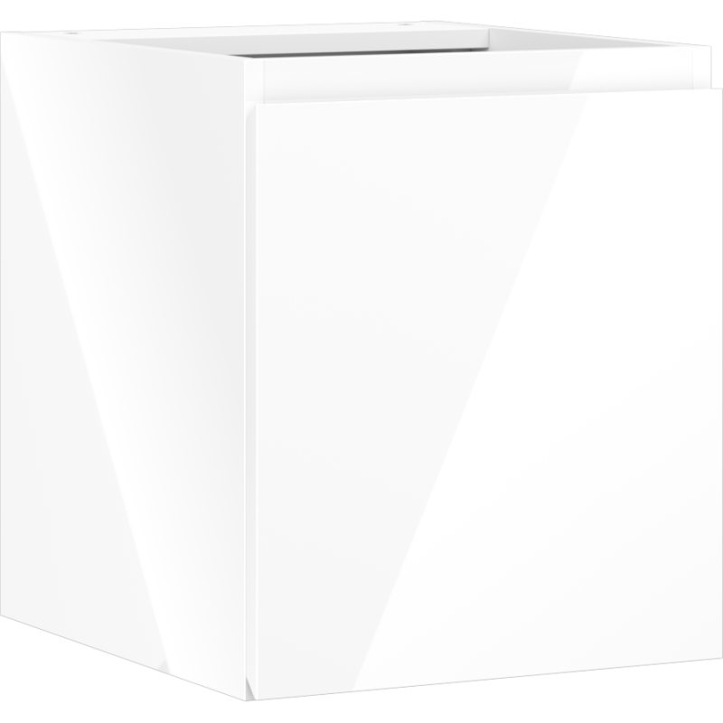 Servantskap 40 cm hvit høyglans fra Mexen Orio sett fra skrått side- og frontperspektiv.