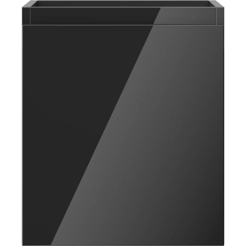 Underskap til servant Mexen Orio 40 cm i svart høyglans med én skuff, sett rett forfra.