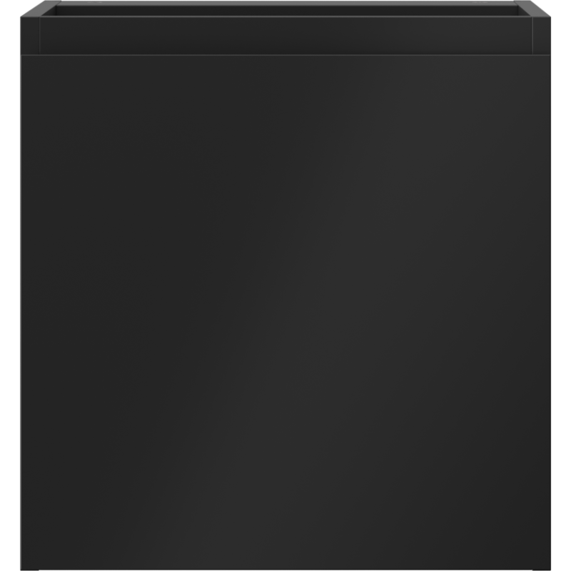 Underskap til servant 45 cm i matt sort metall med heldekkende frontpanel, vist fra rett forside.
