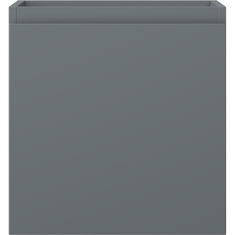 Underskap til servant i grafitt matt med én skuff, sett rett forfra uten synlige håndtak.
