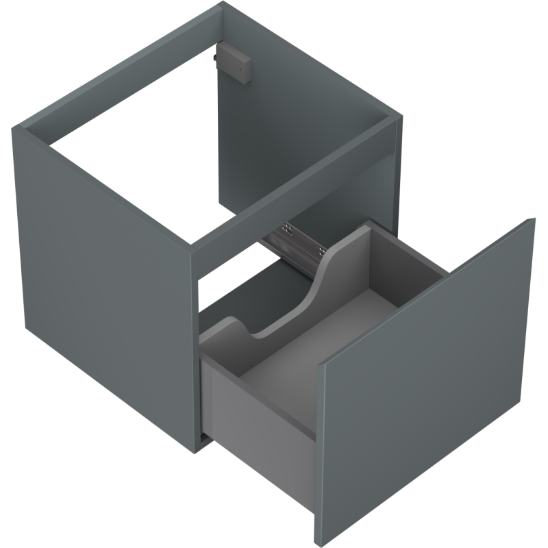 Servantskap uten vask 50 cm grafitt matt med én stor utslått skuff og U-formet innvendig rominndeling.