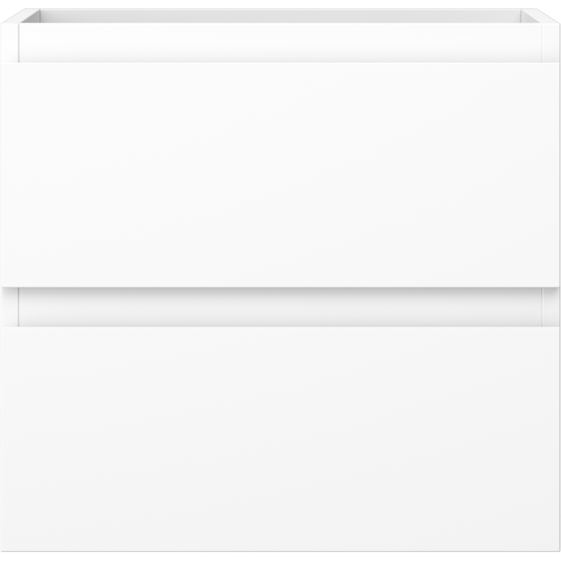 Underskap til servant 50 cm i hvit matt med to skuffer i minimalistisk design sett forfra.