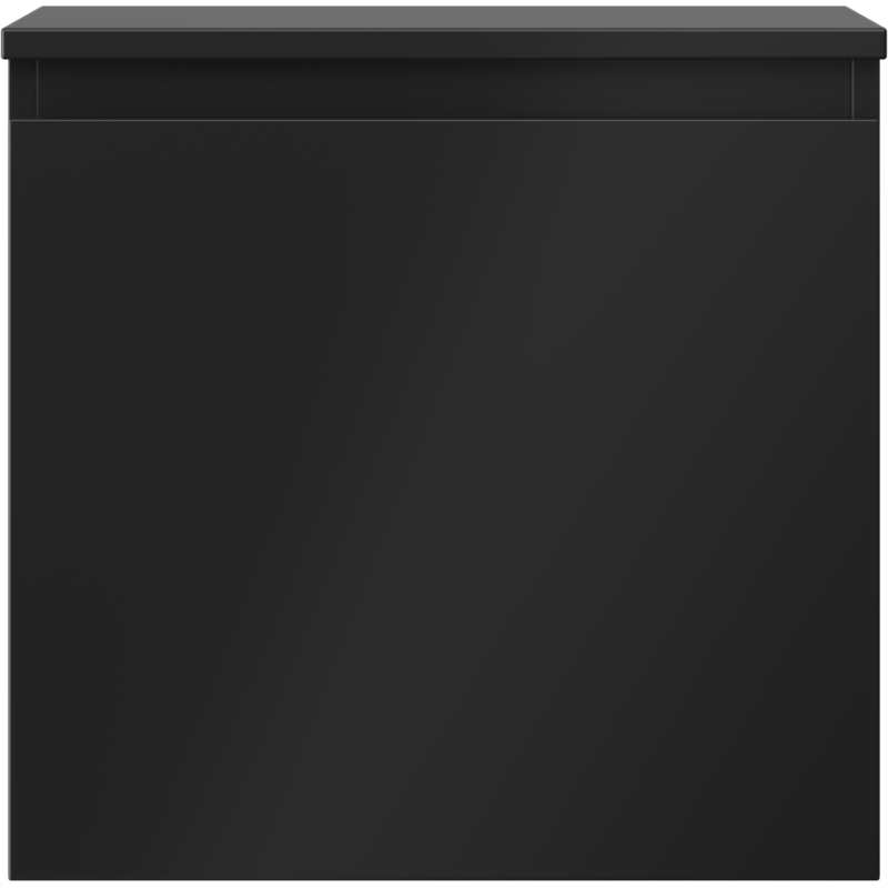 Underskap til servant i svart matt finish med glatt front uten håndtak, minimalistisk design sett forfra.