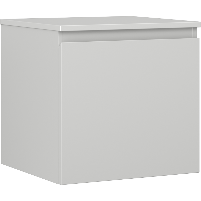 Servantskap 50 cm grå matt med én skuff, moderne design uten synlige håndtak.