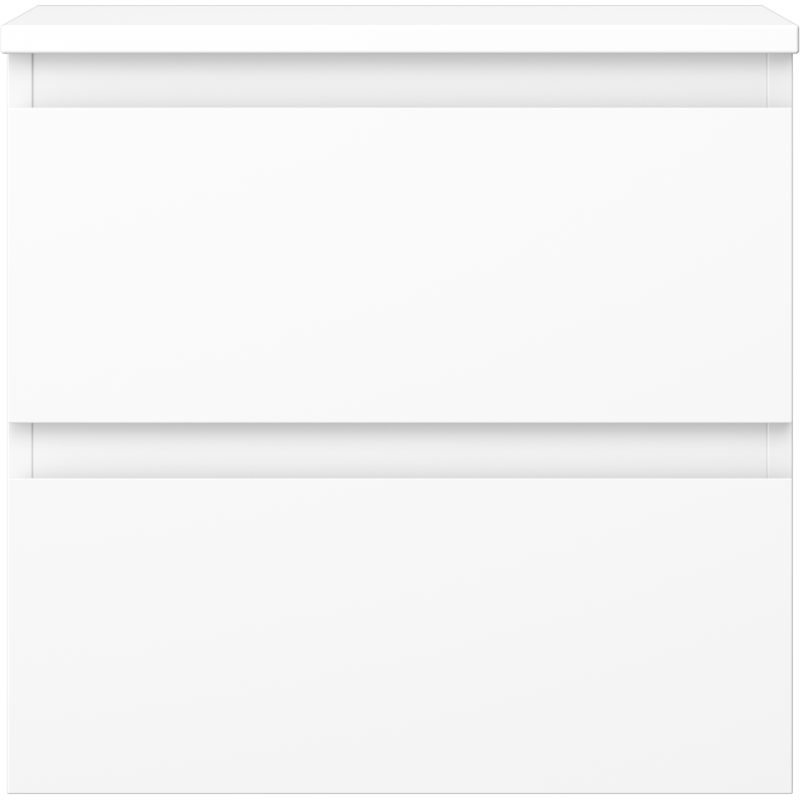 Underskap til servant i hvit matt finish med to brede skuffer og integrerte håndtak.