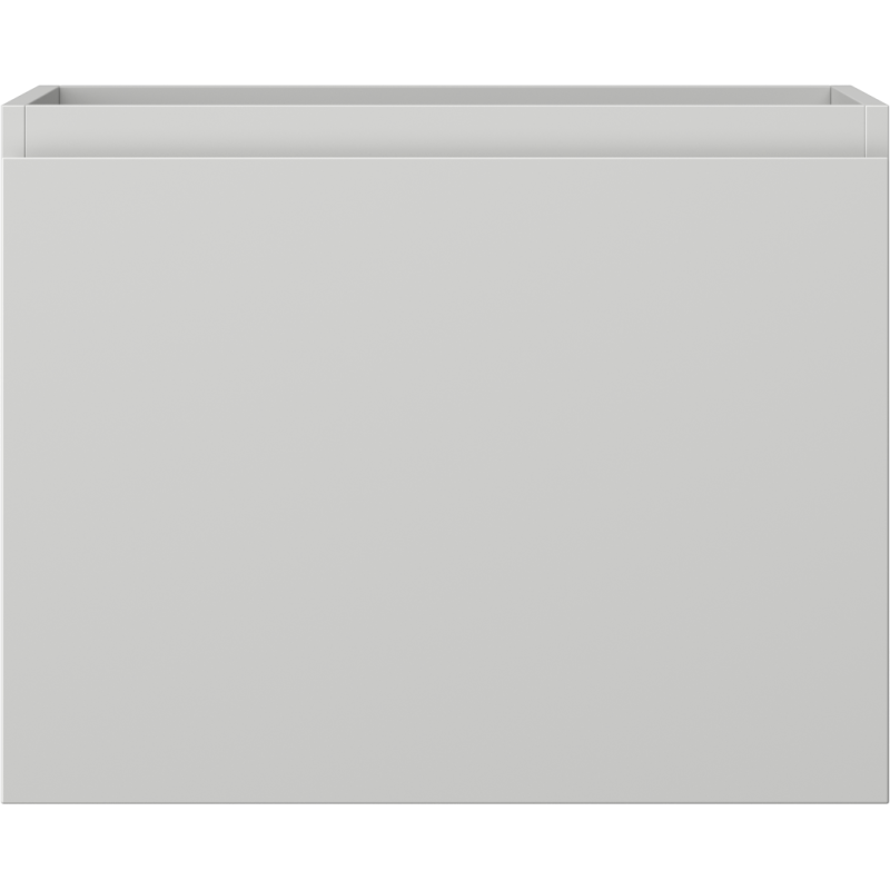 Underskap til servant i lys grå matt finish, veggmontert med én skuff og minimalistisk design.