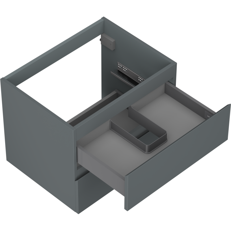 Servantskap uten vask 60 cm grafitt matt med åpen skuff og innvendig organiseringsboks.