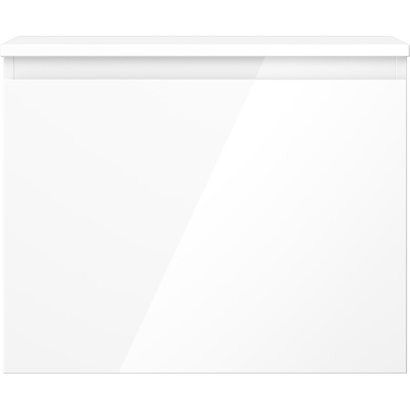 Underskap til servant 60 cm i hvit høyglans med én skuff, sett rett forfra.