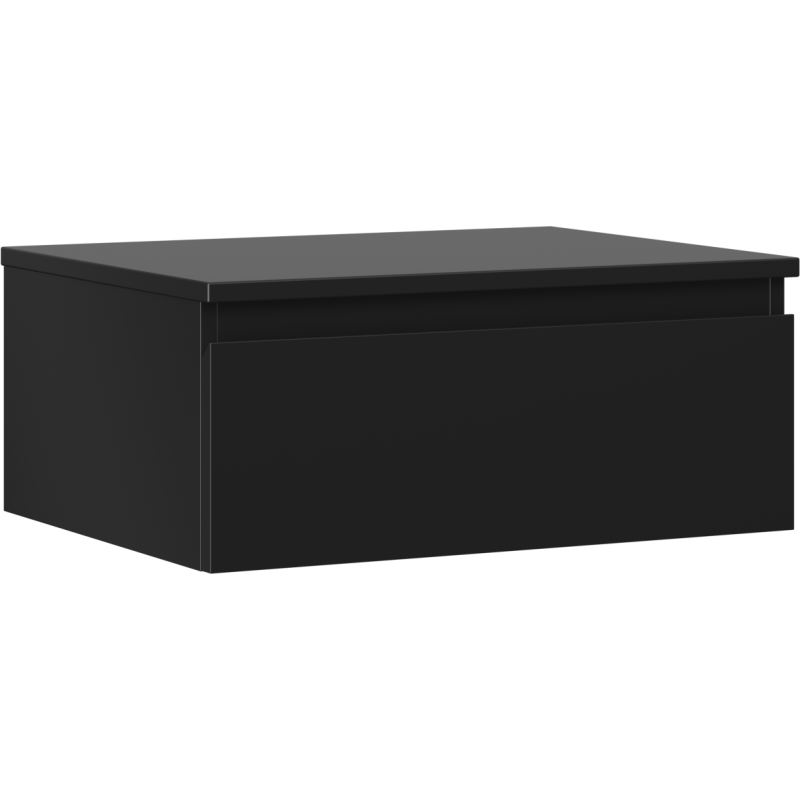 Servantskap 60 cm svart matt med én skuff, minimalistisk design uten synlige håndtak.