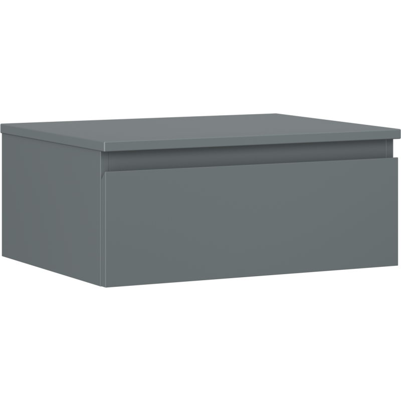 Servantskap 60 cm grafitt matt med én skuff, sett fra skrå vinkel uten synlige håndtak.