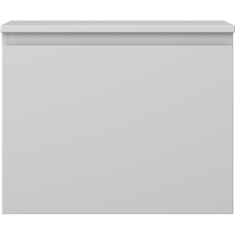 Underskap til servant i grå matt utførelse med glatt front og én skuff, sett rett forfra.
