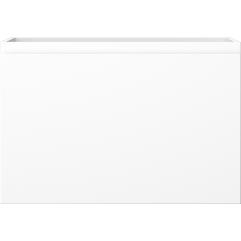 Underskap til servant i hvit matt finish med én skuff, sett rett forfra med rene linjer.