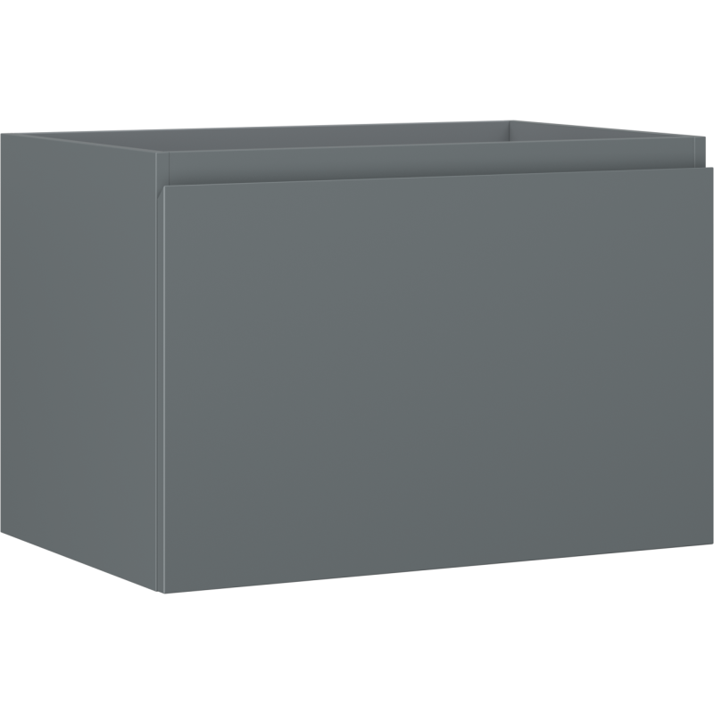 Servantskap 70 cm grafitt matt med én skuff, sett fra skrå vinkel uten synlige håndtak.