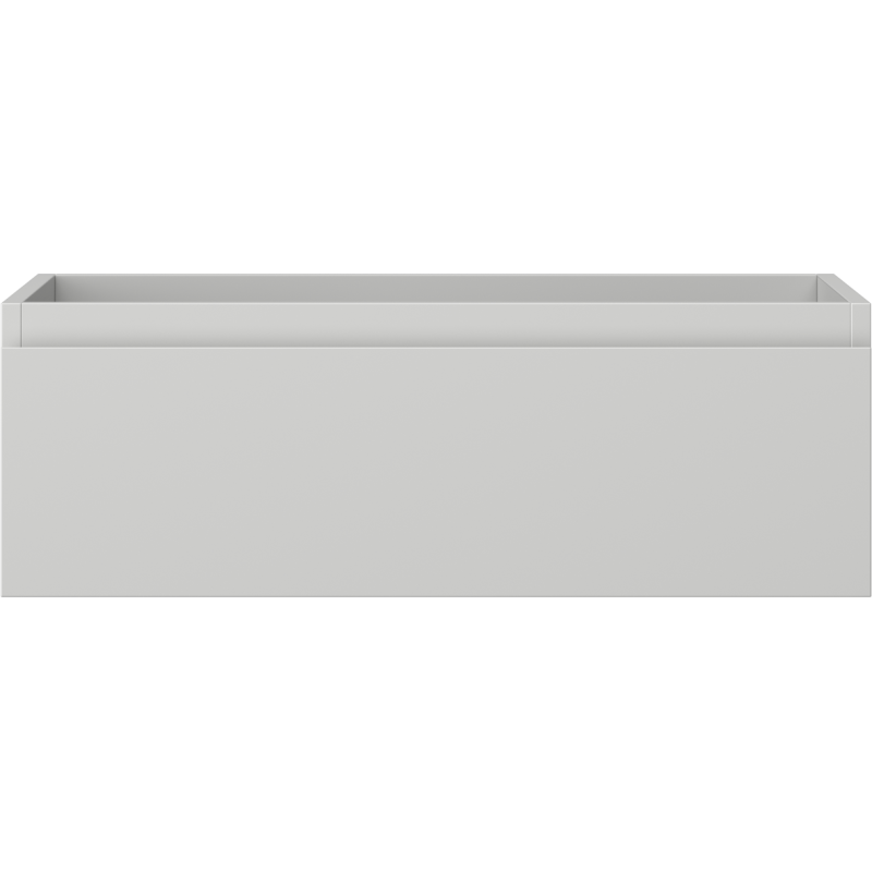 Underskap til servant i lys grå matt finish med én skuff og glatt front, sett rett forfra.