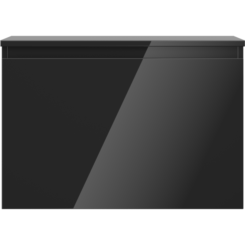 Underskap til servant i svart høyglans, 70 cm bredt med én skuff og minimalistisk design.