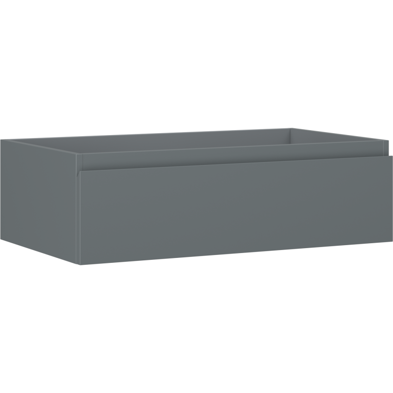 Servantskap 80 cm grafitt matt med én skuff, sett fra skrå vinkel uten synlige håndtak.