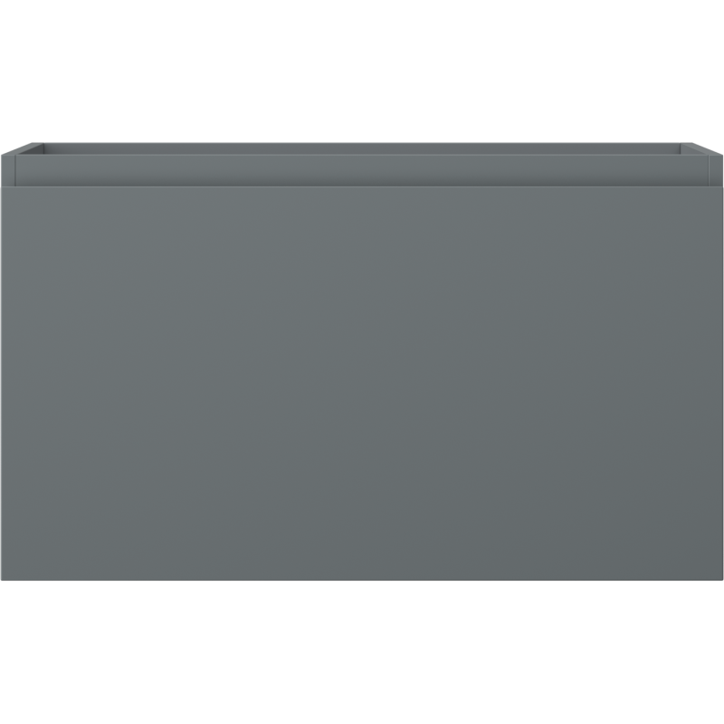 Underskap til servant i grafitt matt med én skuff, sett rett forfra uten synlige håndtak.