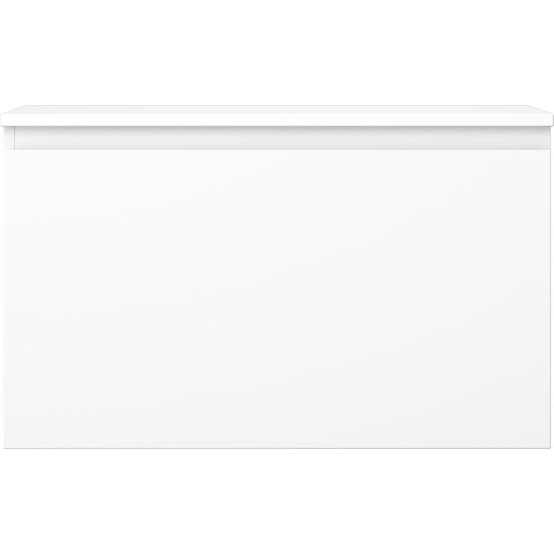 Underskap til servant i hvit matt finish, rektangulær front uten håndtak, minimalistisk design.