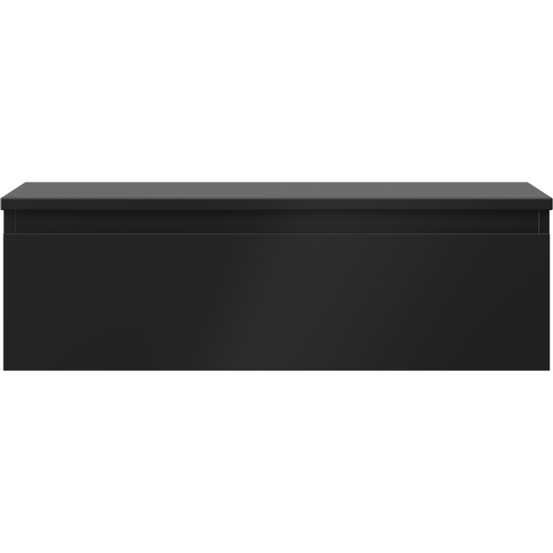 Underskap til servant Mexen Orio 80 cm i svart matt med én skuff, sett forfra.