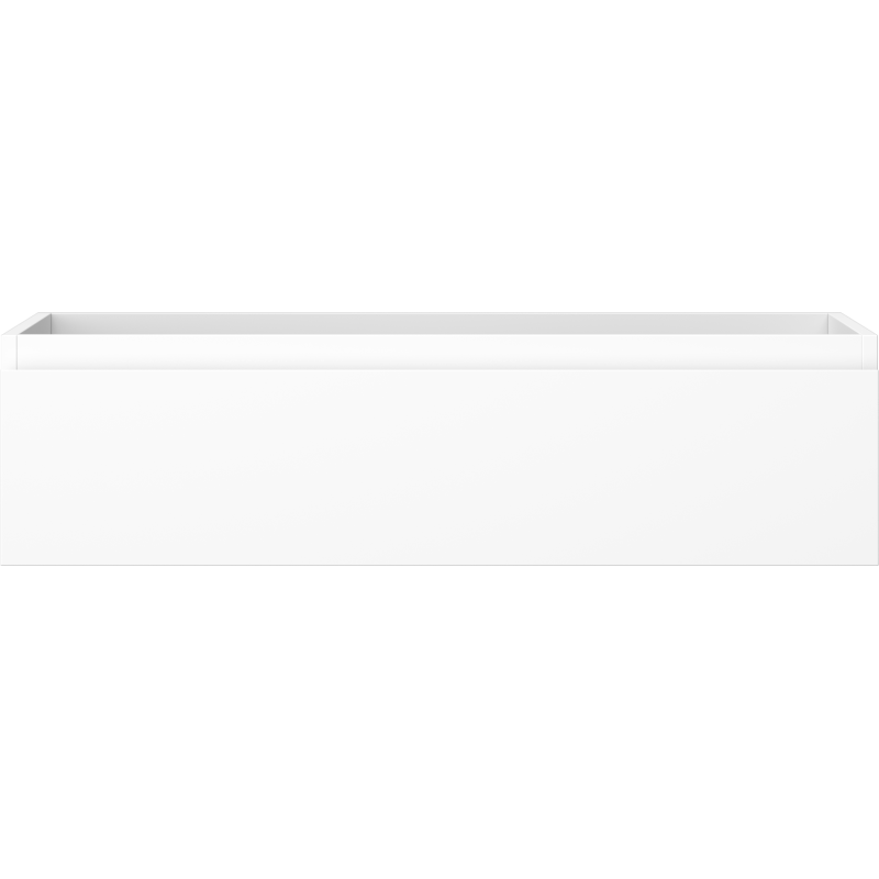 Underskap til servant i hvit matt finish, rektangulær med én skuff, sett rett forfra.