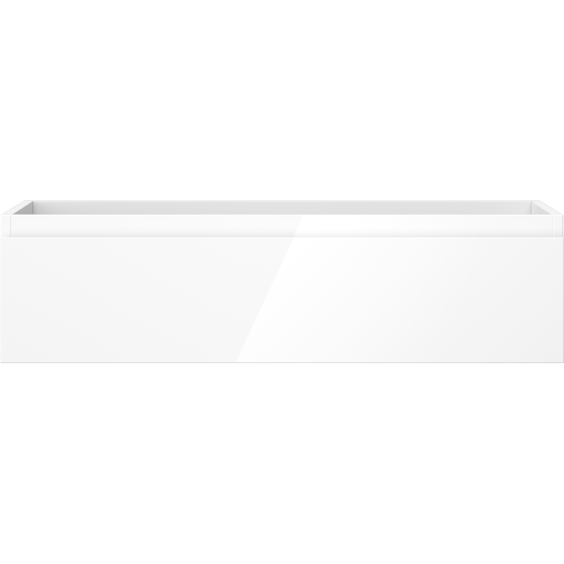 Underskap til servant i hvit høyglans med én skuff, rektangulær front uten håndtak.