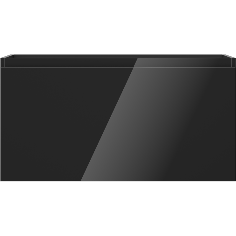 Underskap til servant i svart høyglans med glatt front, sett rett forfra.