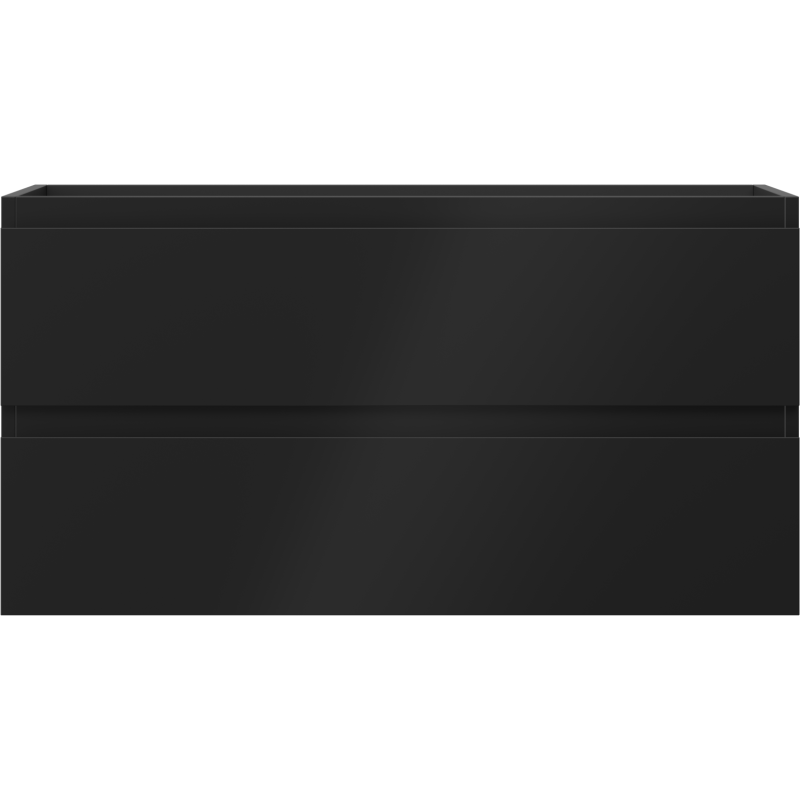 Underskap til servant 90 cm i svart matt med to skuffer og slett front uten håndtak.