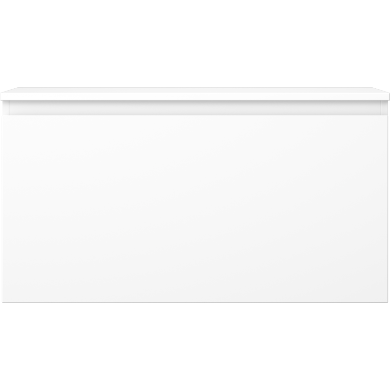 Underskap til servant 90 cm i hvit matt finish med én skuff, sett rett forfra uten håndtak.