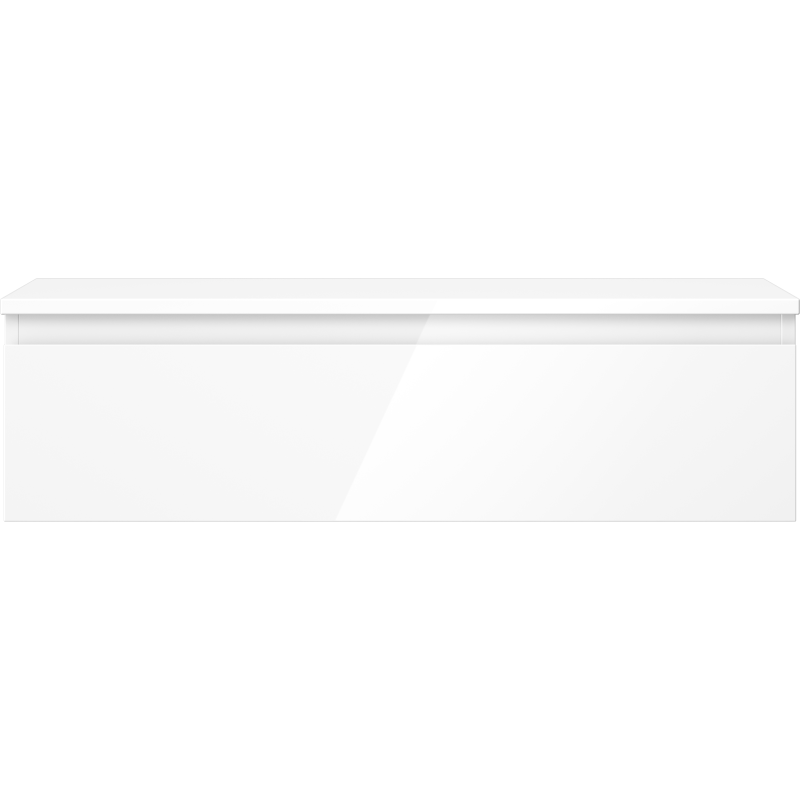 Underskap til servant Mexen Orio 90 cm hvit høyglans med én skuff og glatt front, sett forfra.