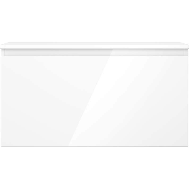 Underskap til servant Mexen Orio 90 cm i hvit høyglans, sett forfra med moderne uttrykk.