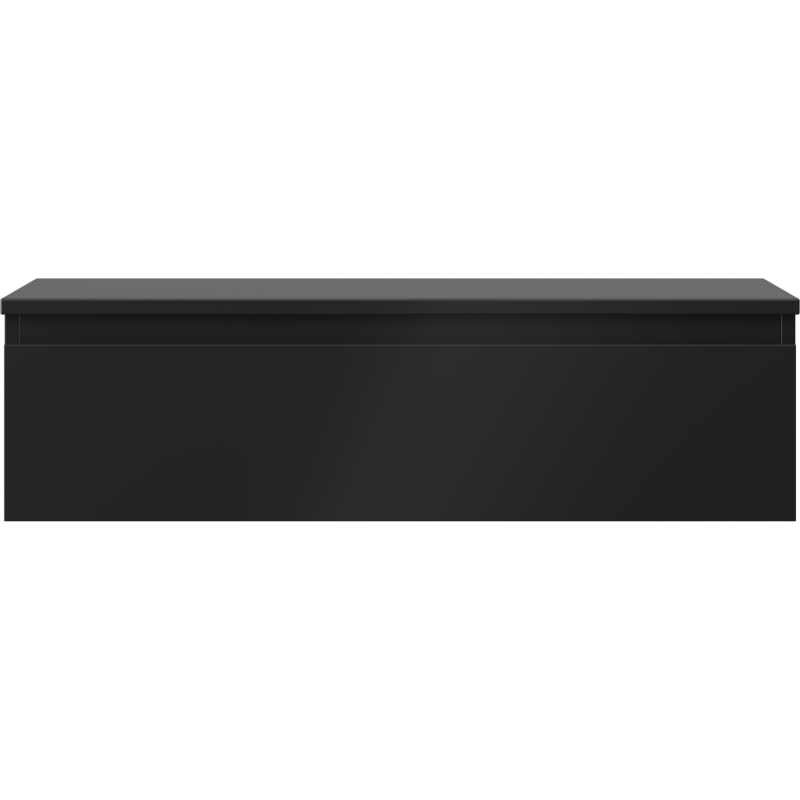 Underskap til servant Mexen Orio 90 cm i svart matt, sett forfra med glatt front og markert kant.