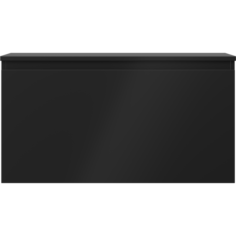 Underskap til servant 90 cm i svart matt med én skuff, sett rett forfra uten synlige håndtak.
