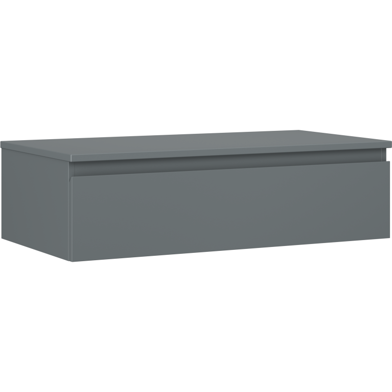 Servantskap 90 cm grafitt matt med én skuff, sett skrått forfra uten synlige håndtak.