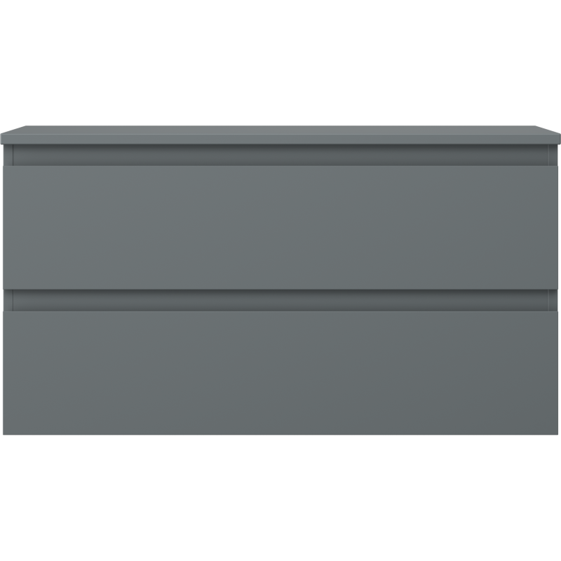 Underskap til servant i grafitt matt med to skuffer, minimalistisk design uten synlige håndtak.