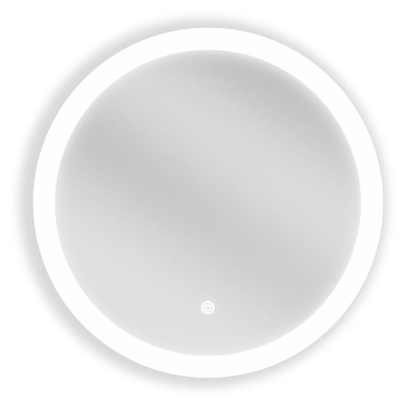 Speil med lys rundt Mexen Oro 50 x 50 cm LED-speil sett forfra med berøringsknapp nederst.