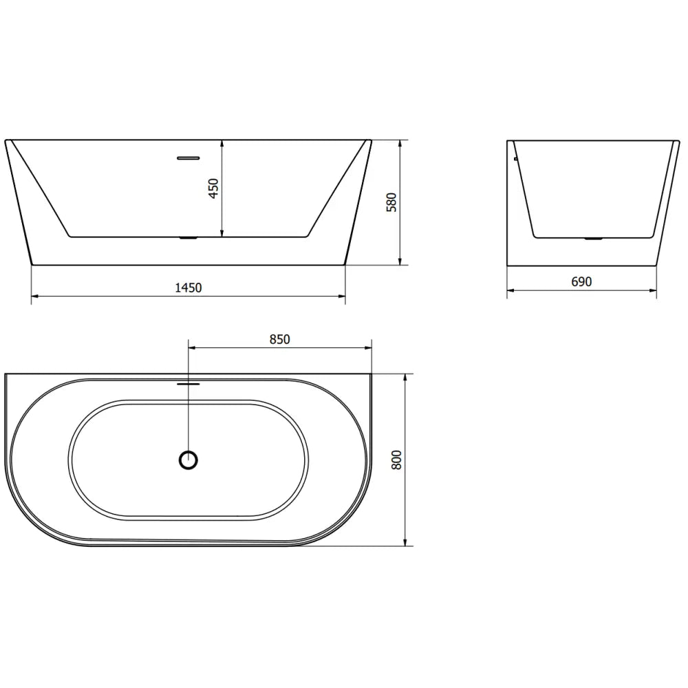 Mexen Oval Frittstående Vegghengt Badekar 170x80 Cm Hvit
