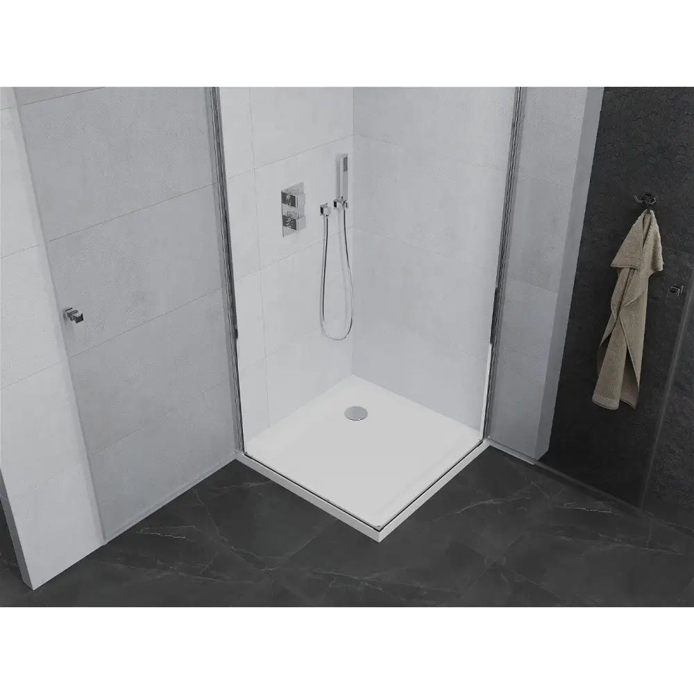 Dusjhjørne med Dusjbrett 90x90 Cm Gjennomsiktig Krom