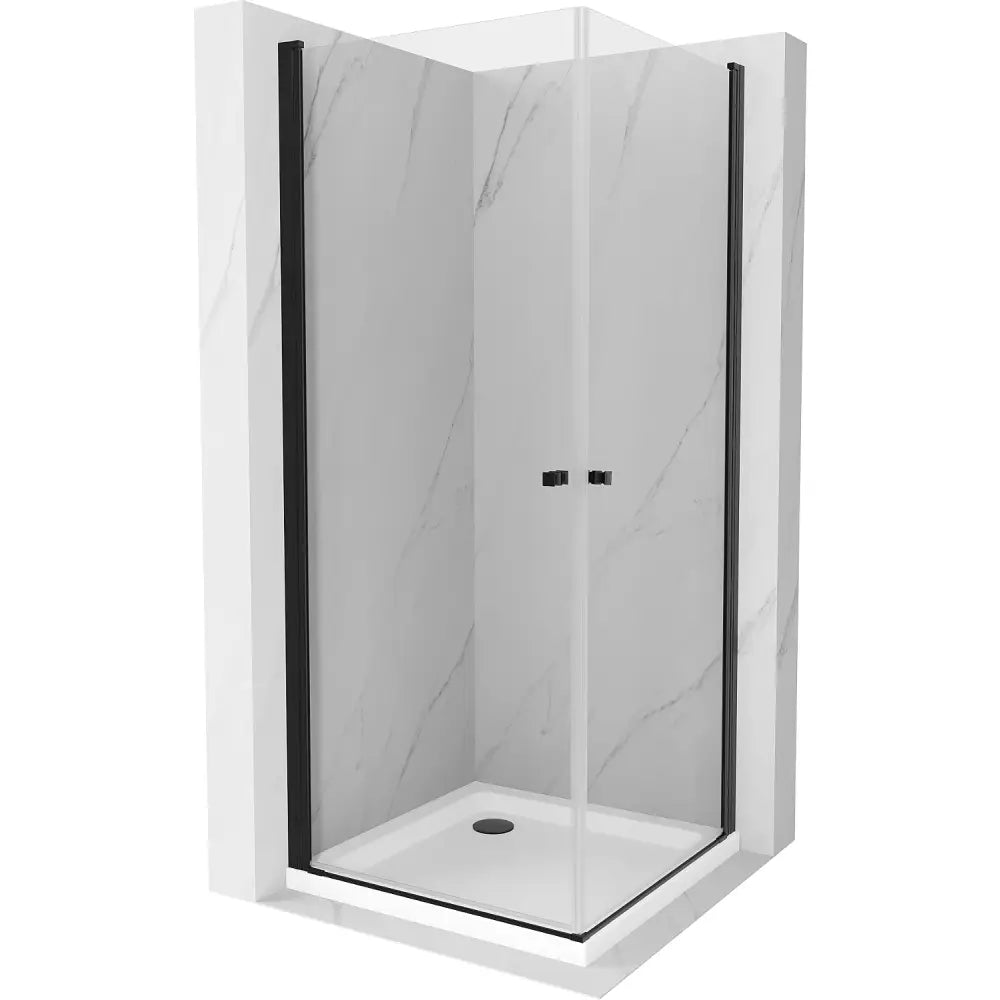 Dusjhjørne med Dusjbrett 90x90 Cm Gjennomsiktig Svart S4