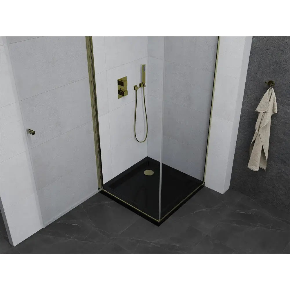 Dusjhjørne med Dusjbrett 90x90 Cm Gjennomsiktig Gull S2