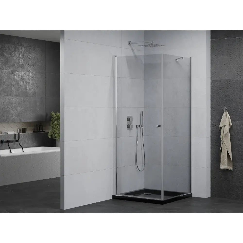 Dusjhjørne med Dusjbrett 100x100 Cm Gjennomsiktig Krom