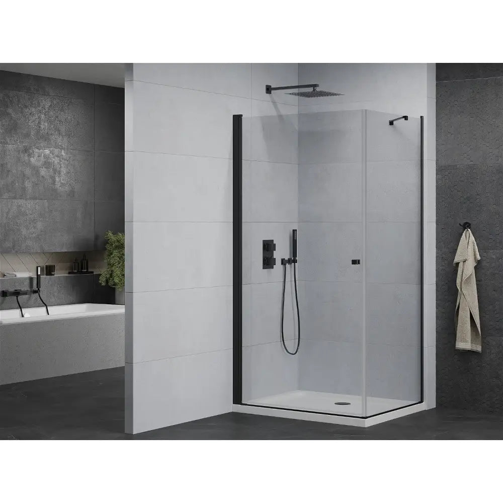 Dusjhjørne med Dusjbrett 100x110 Cm Gjennomsiktig Svart S2