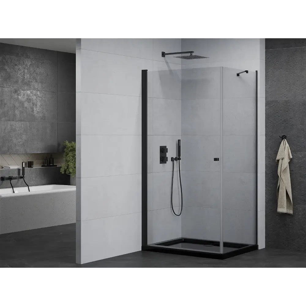 Dusjhjørne med Dusjbrett 90x110 Cm Gjennomsiktig Svart