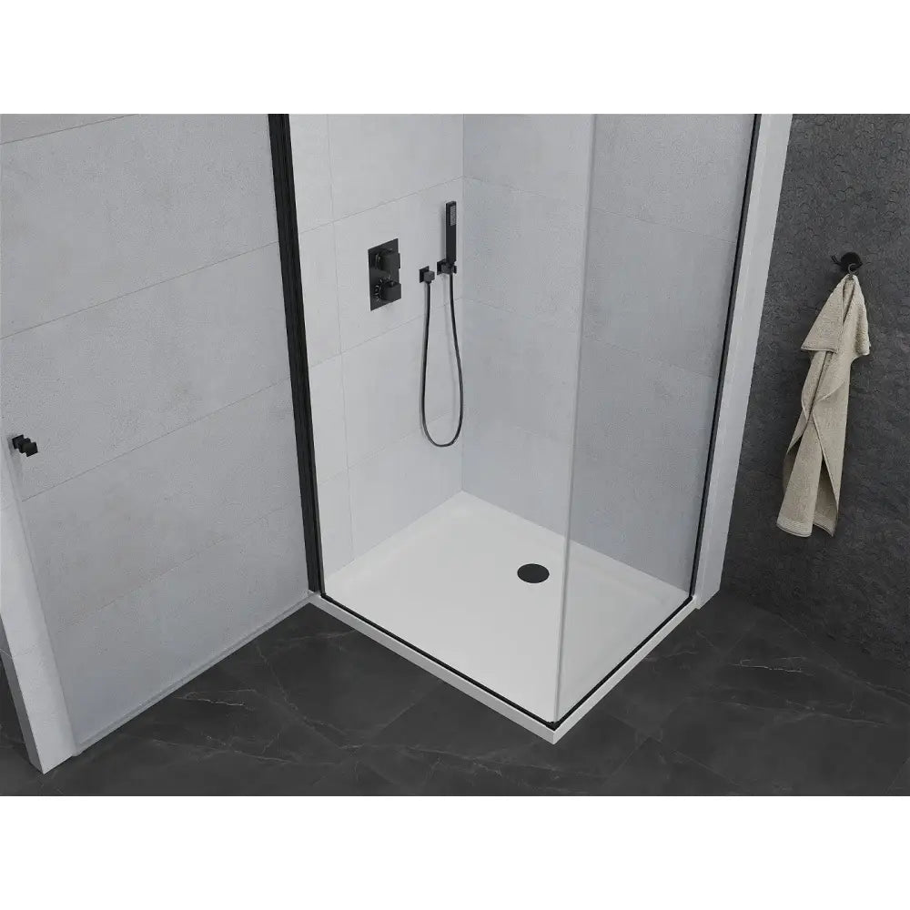 Dusjhjørne med Dusjbrett 90x70 Cm Gjennomsiktig Svart