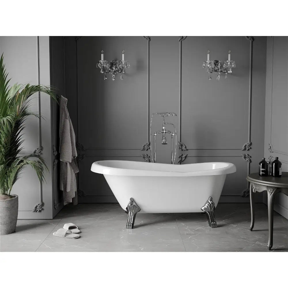 Mexen Retro Frittstående Badekar 150x73 Cm Hvit Krom Ben - 53251507300-