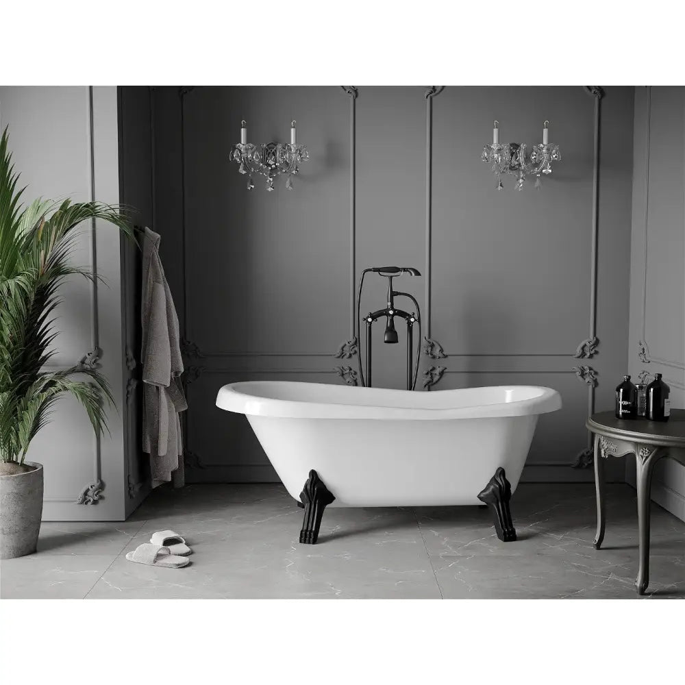 Mexen Retro Frittstående Badekar 150x73 Cm Hvit med Svarte Ben - 53251507300