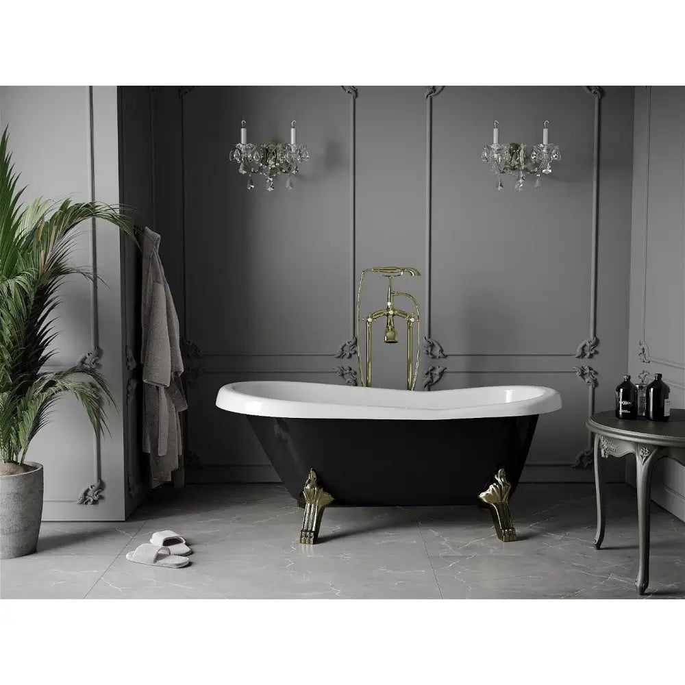 Mexen Retro Frittstående Badekar 150x73 Cm Hvit/svart Gullfargede Ben - 53251507375