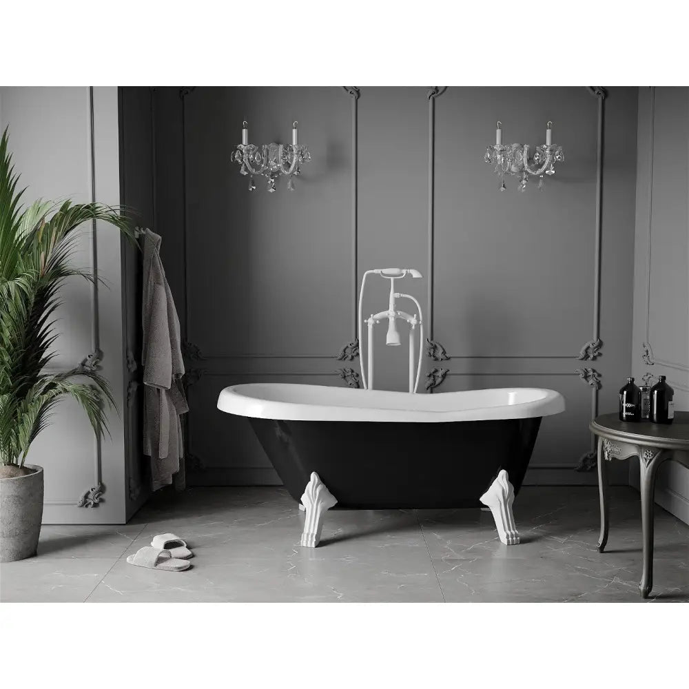 Mexen Retro Frittstående Badekar 150x73 Cm Hvit/svart Hvite Ben - 53251507375